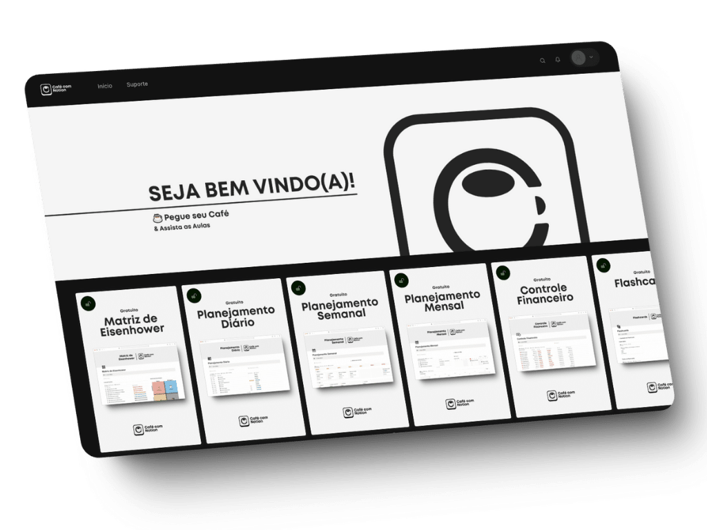imagem da área de membros do café com notion com templates gratuitos para o seu planejamento anual para 2025